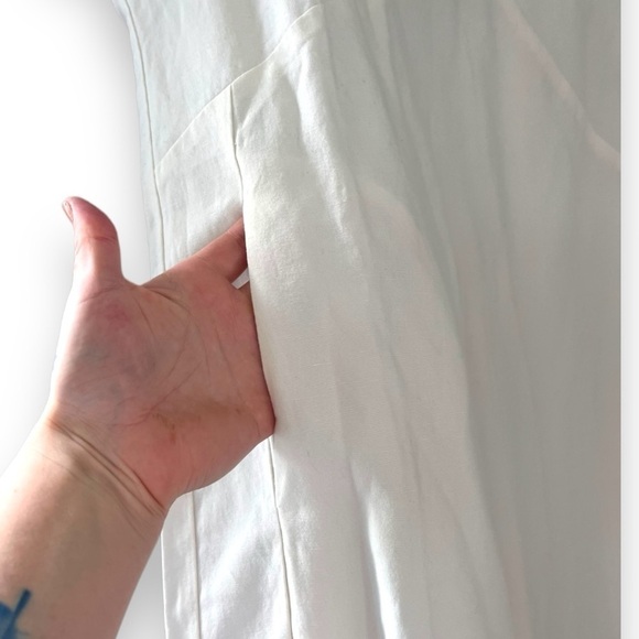 NAU Flaxible White Linen Blend Short Sleeve Mod Shift Mini Dress in Vapor NWT - Picture 6 of 8